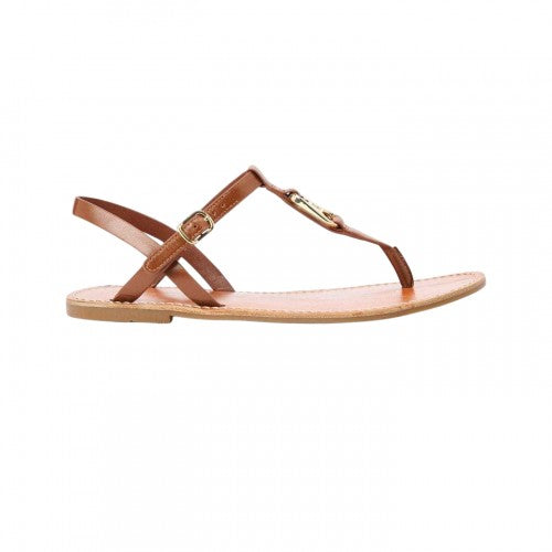 Front - Tommy Hilfiger Womens/Ladies Logo Leather Flat Sandals