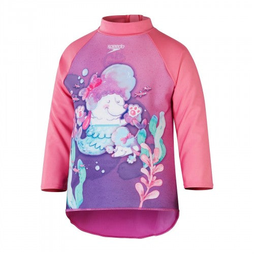 Front - Speedo Girls Mermaid Swimming Rash Top