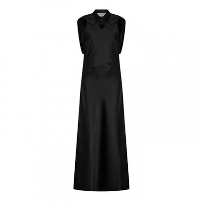 Front - Off White Womens/Ladies Cut Out Satin Sleeveless Maxi Dress