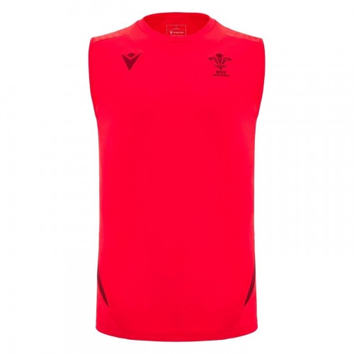 Front - Macron Mens 2025 Wales RU Sleeveless Rugby Shirt