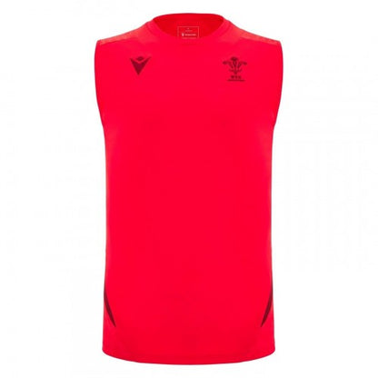 Front - Macron Mens 2025 Wales RU Sleeveless Rugby Shirt