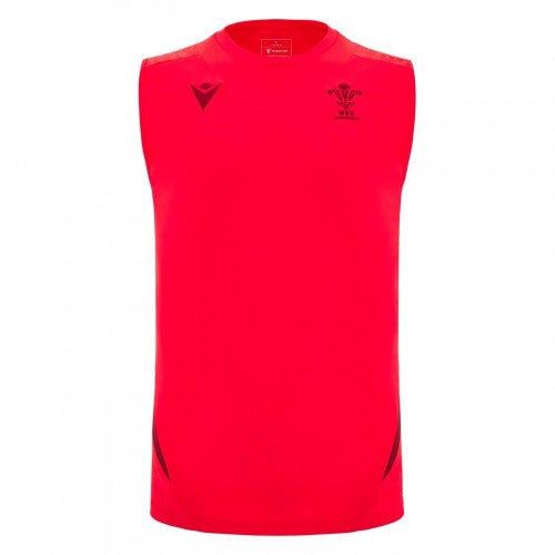 Front - Macron Mens 2025 Wales RU Sleeveless Rugby Shirt