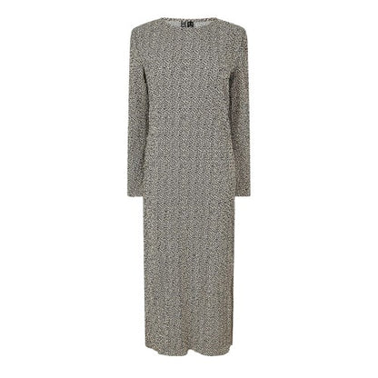 Front - Pieces Womens/Ladies Animal Print Long-Sleeved Midi Dress