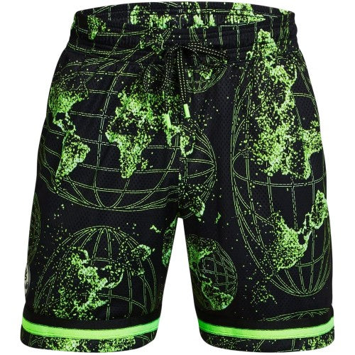 Front - Under Armour Mens Curry Statement World Map Basketball Shorts