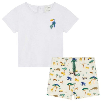 Front - Carrement Beau Baby Boys Safari T-Shirt & Shorts Set