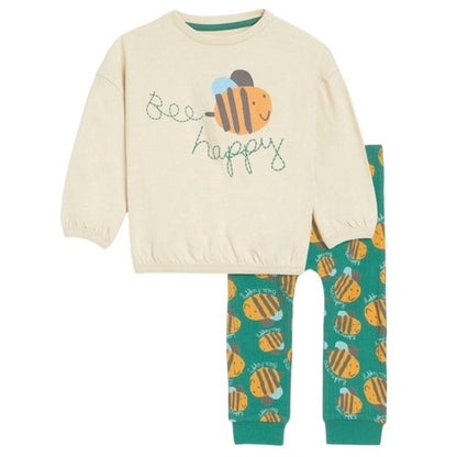 Front - Hello World Baby Bee Sweatshirt & Jogging Bottoms