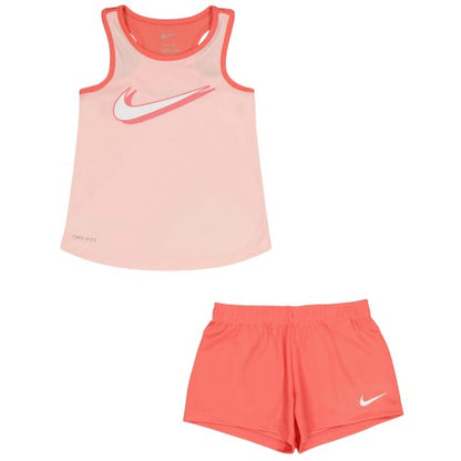 Front - Nike Girls Mesh Sleeveless Top & Shorts Set