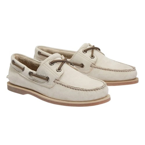 Front - Timberland Mens Classic Textured Leather Contrast Laces Flat Boat Shoes