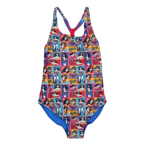Front - Zoggs Girls Wonder Woman Racerback One Piece Swimsuit
