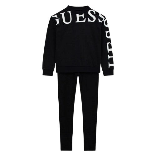 Front - Guess Childrens/Kids Lettering Top And Leggings Set