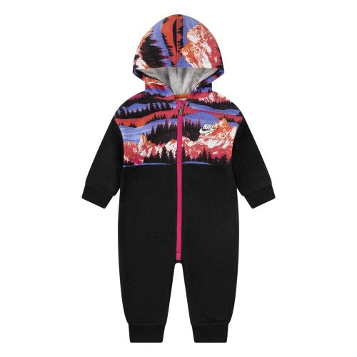 Front - Nike Baby Printed Hooded Babysuit
