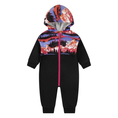 Front - Nike Baby Printed Hooded Babysuit