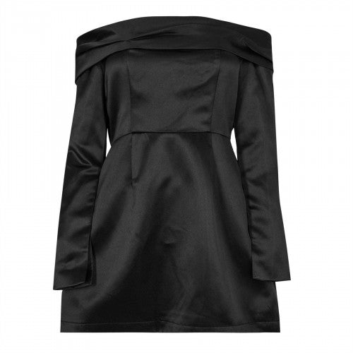 Front - Odd Muse Womens/Ladies Satin Bardot Mini Dress