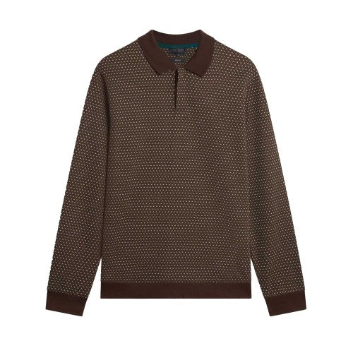 Front - Ted Baker Mens Jacquard Long-Sleeved Polo Shirt