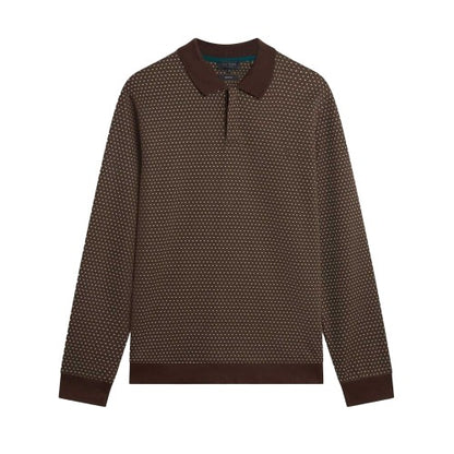 Front - Ted Baker Mens Jacquard Long-Sleeved Polo Shirt