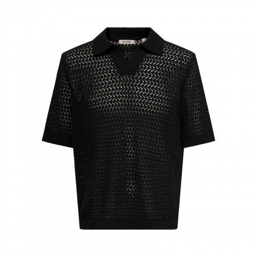 Front - Only Mens Knitted Short-Sleeved Polo Shirt