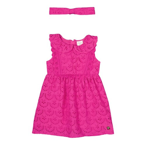 Front - Carrement Beau Childrens/Kids Cotton Dress And Headband Set