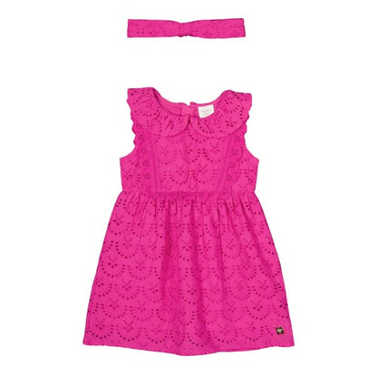 Front - Carrement Beau Childrens/Kids Cotton Dress And Headband Set