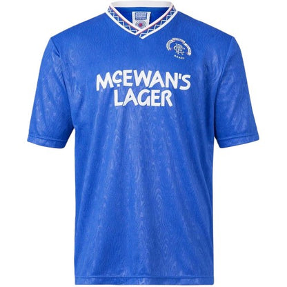 Front - Score Draw Mens Rangers FC Replica Football Shirt