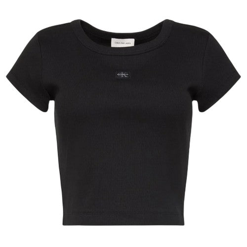 Front - Calvin Klein Womens/Ladies Ribbed Woven Crop Top