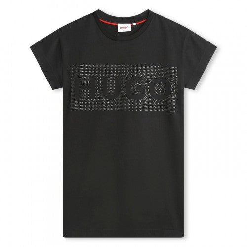 Front - Hugo Girls Logo T-Shirt Dress