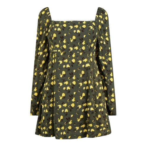 Front - Jack Wills Womens/Ladies Floral Square Neck Puff Sleeve Mini Dress