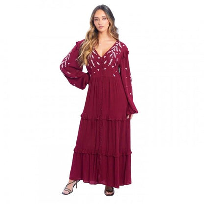 Front - Be You Womens/Ladies Embroidered Woven Maxi Dress