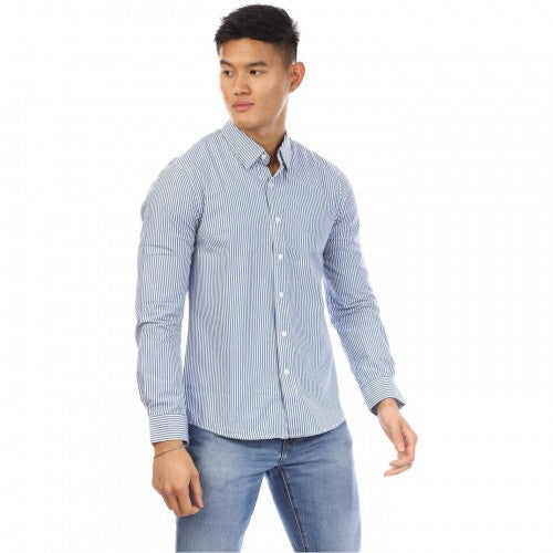 Front - Peter Werth Mens Beasley Vertical Stripe Long-Sleeved Shirt