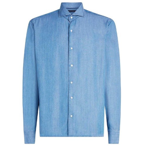 Front - Tommy Hilfiger Mens Denim Slim Long-Sleeved Shirt