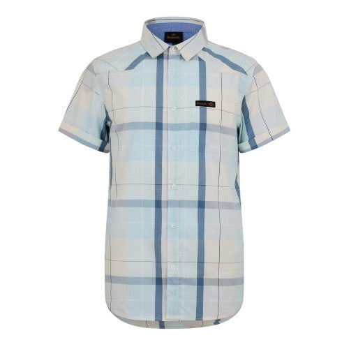 Front - Bench Mens Checked Fitted Short-Sleeved Shirt