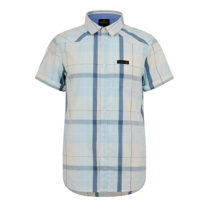 Front - Bench Mens Checked Fitted Short-Sleeved Shirt