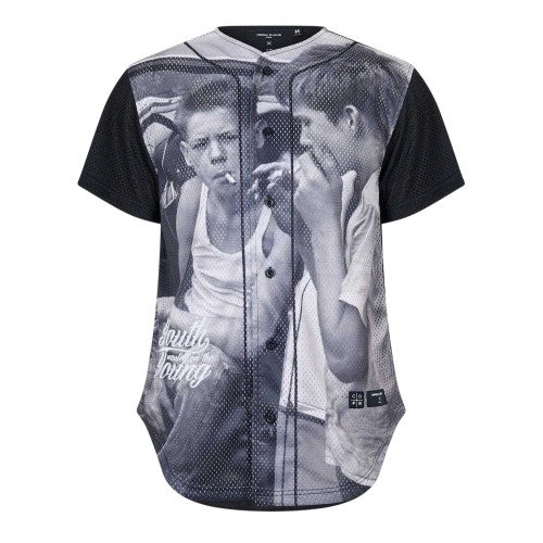 Front - Criminal Damage Mens Youth Photo Print Mesh Basketball Shirt