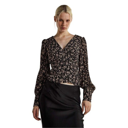 Front - Glamorous Womens/Ladies Ditsy Print Button Front Puff Sleeve Top