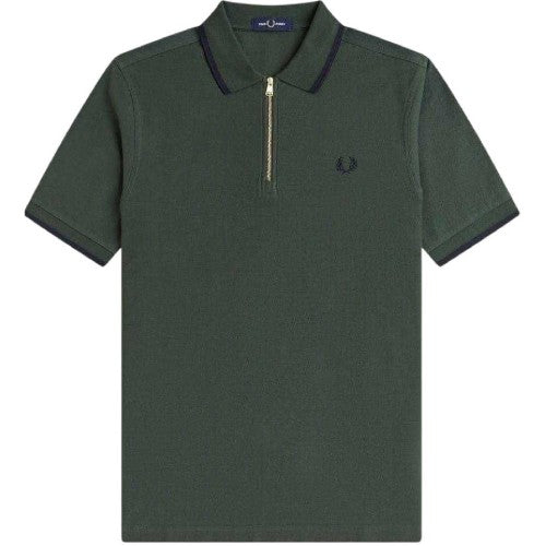 Front - Fred Perry Mens Zip Neck Polo Shirt