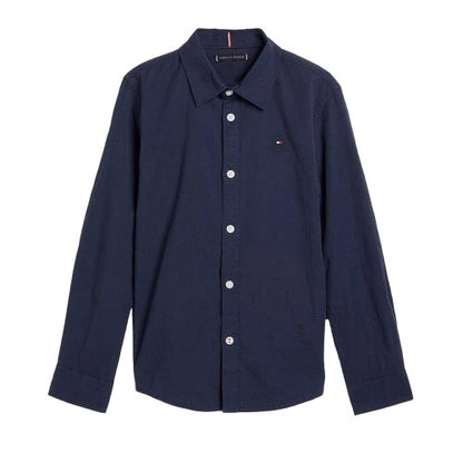 Front - Tommy Hilfiger Boys Plain Regular Long-Sleeved Shirt
