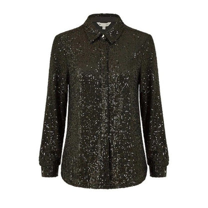 Front - Yumi Womens/Ladies Sequin Regular Long-Sleeved Shirt