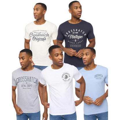 Front - Crosshatch Mens College Theme T-Shirt (Pack of 5)