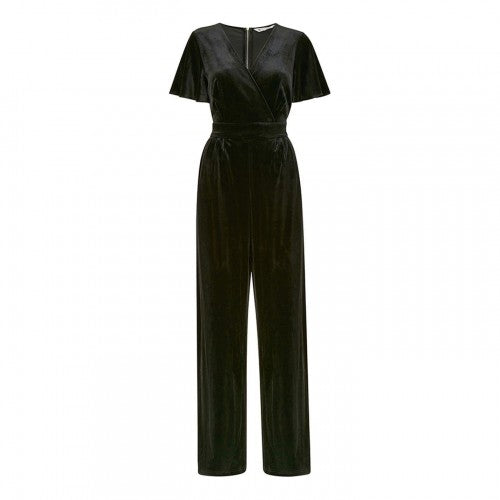 Front - Yumi Womens/Ladies Wrap Velvet V Neck Angel Sleeve Jumpsuit