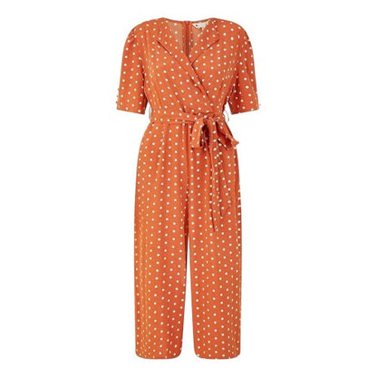 Front - Yumi Womens/Ladies Polka Dot Relaxed Fit Jumpsuit