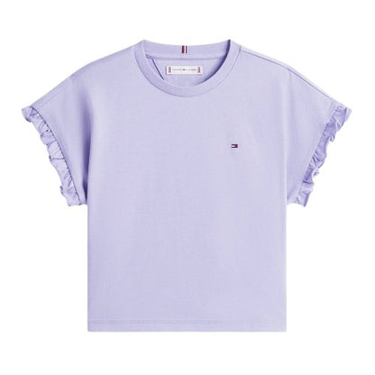 Front - Tommy Hilfiger Girls Essential Ruffle Crop Top