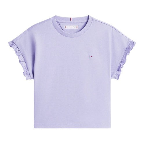 Front - Tommy Hilfiger Girls Essential Ruffle Crop Top