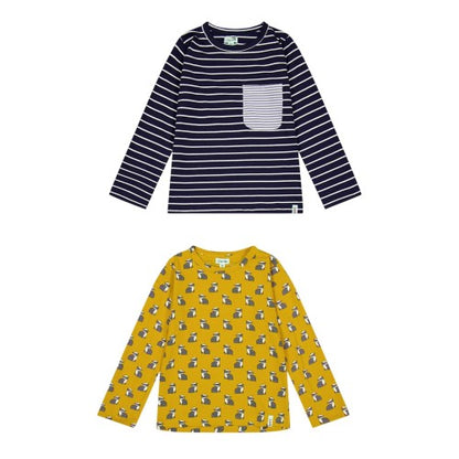 Front - Lilly & Sid Childrens/Kids Striped Long-Sleeved T-Shirt (Pack of 2)