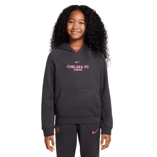 Front - Nike Childrens/Kids Third Chelsea FC Cotton Kangaroo Pocket Pullover Hoodie