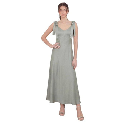 Front - Deluxe Womens/Ladies Satin Tie Shoulder Bridesmaid Maxi Dress