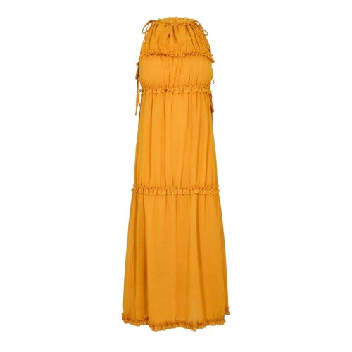 Front - AmyLynn Womens/Ladies Tiered Halter Neck Maxi Dress