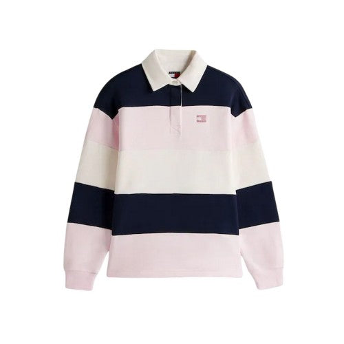 Front - Tommy Jeans Womens/Ladies Badge Collared Oversized Rugby Shirt