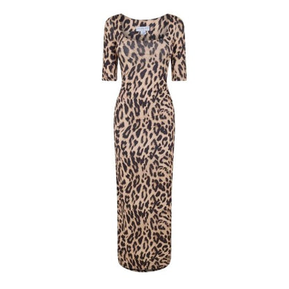 Front - Never Fully Dressed Womens/Ladies Leo Iris Square Neck 3/4 Sleeve Bodycon Dress