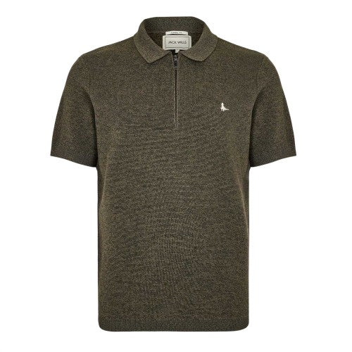 Front - Jack Wills Mens Knitted Quarter Zip Polo Shirt