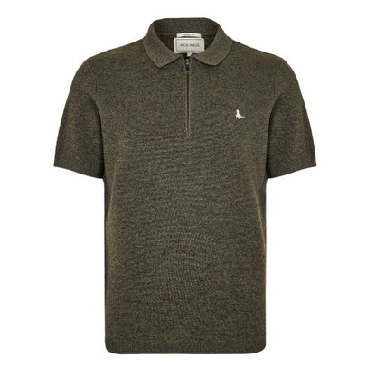 Front - Jack Wills Mens Knitted Quarter Zip Polo Shirt