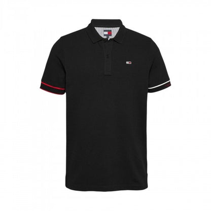 Front - Tommy Jeans Mens Graphic Slim Short-Sleeved Polo Shirt